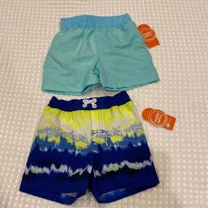 Blue and Yellow Tie-Dye Swim Shorts